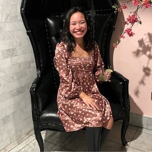 Crystal Doll Floral Long Sleeve Baby Doll Dress